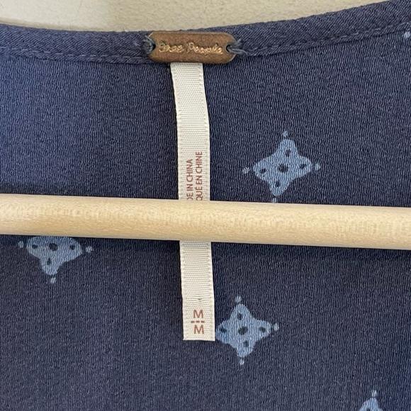 Free People Free People Mixed-Print Floral Mini Dress Size M Boho Beach Blue - Picture 11 of 12